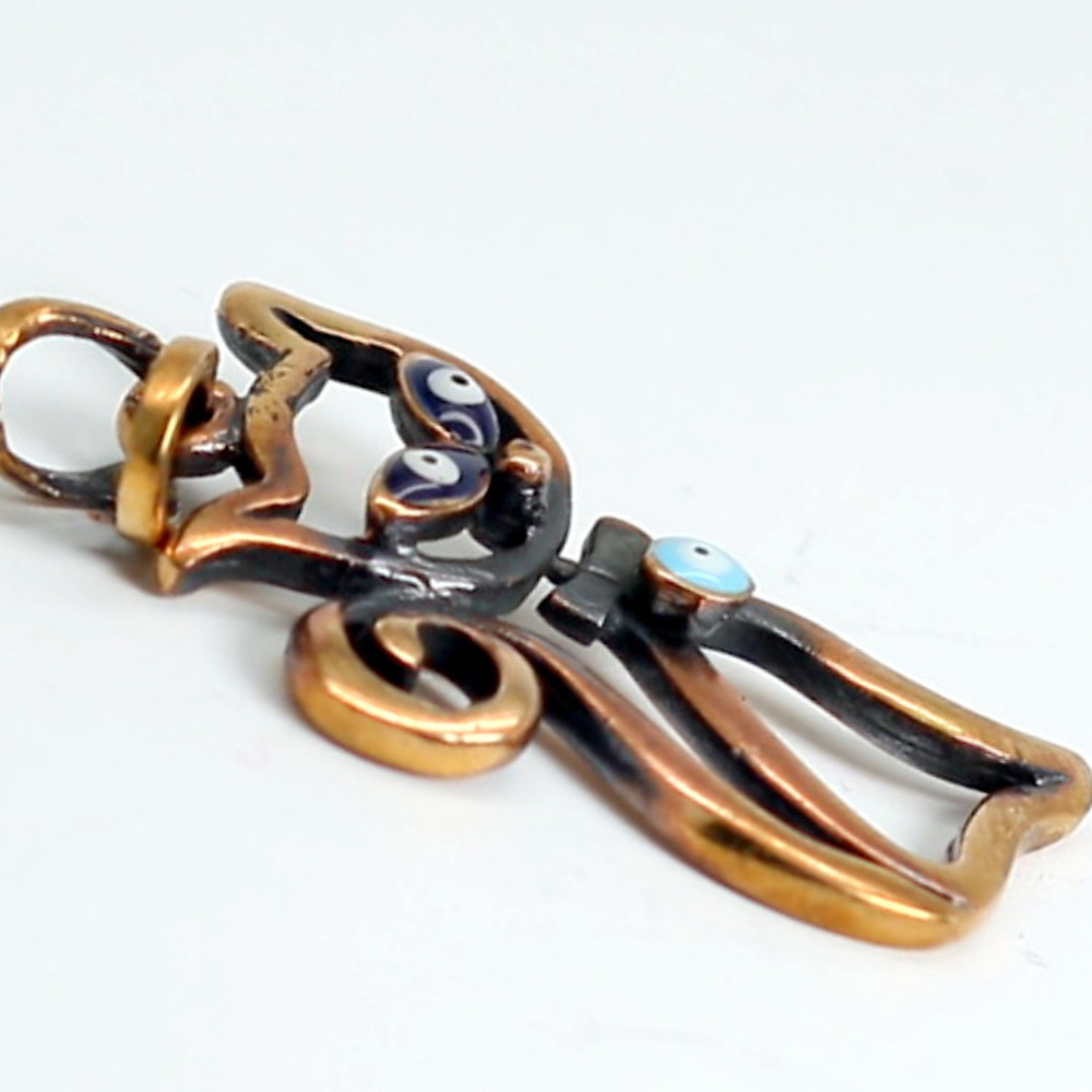 Hand made Aged copper necklace Cat